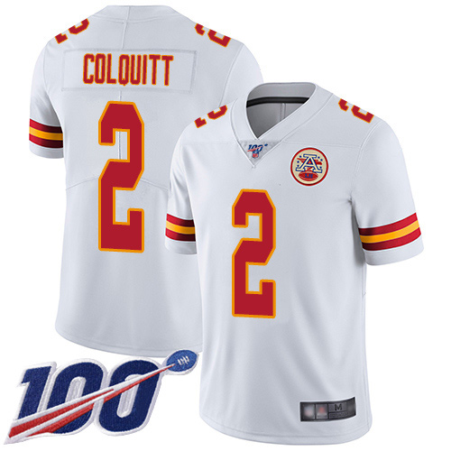 Youth Kansas City Chiefs #2 Colquitt Dustin White Vapor Untouchable Limited Player 100th Season Football Nike NFL Jersey->youth nfl jersey->Youth Jersey